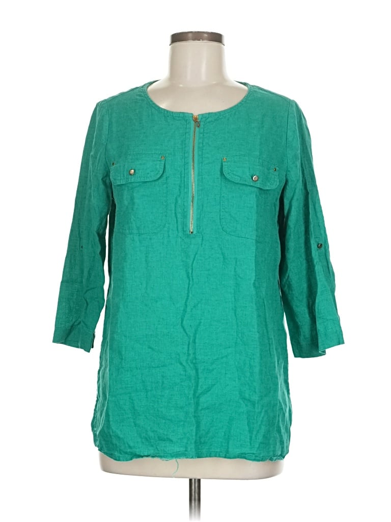 Pre-owned Emily Daniels 3/4 Sleeve Blouse In Green
