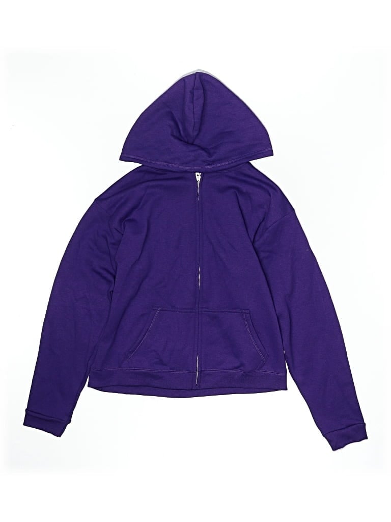 Pre-owned Hanes Kids' Zip Up Hoodie In Purple
