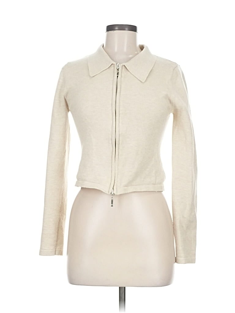 Pre-owned Blue Blush Cardigan Sweater In White