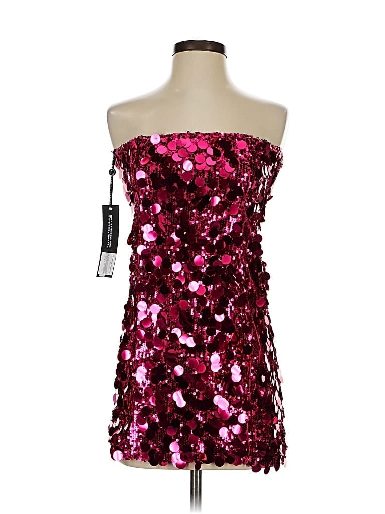 White Fox Cocktail Dress In Burgundy