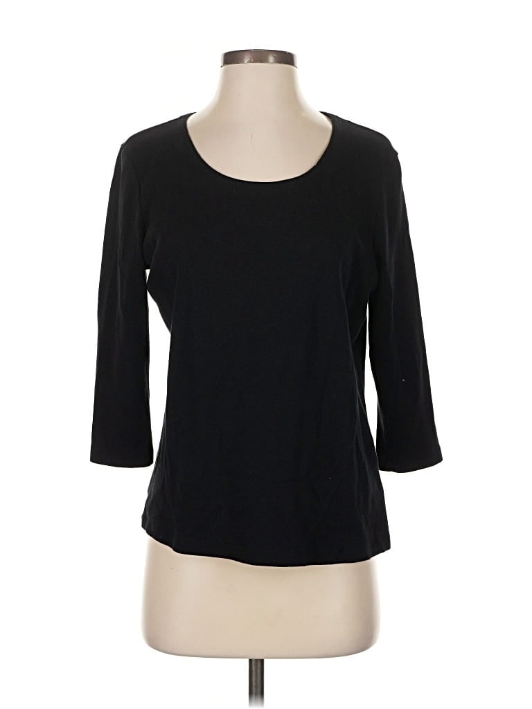 Pre-owned Karen Scott 3/4 Sleeve T-shirt In Black