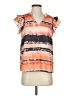 H By Halston 100% Polyester Tie-dye Orange Short Sleeve Blouse Size XS - photo 1