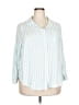 Torrid 100% Rayon Stripes Teal 3/4 Sleeve Button-Down Shirt Size 2X Plus (2) - photo 1