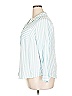 Torrid 100% Rayon Stripes Teal 3/4 Sleeve Button-Down Shirt Size 2X Plus (2) - photo 5