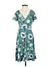 Kaileigh Print Teal Casual Dress Size XS - photo 2