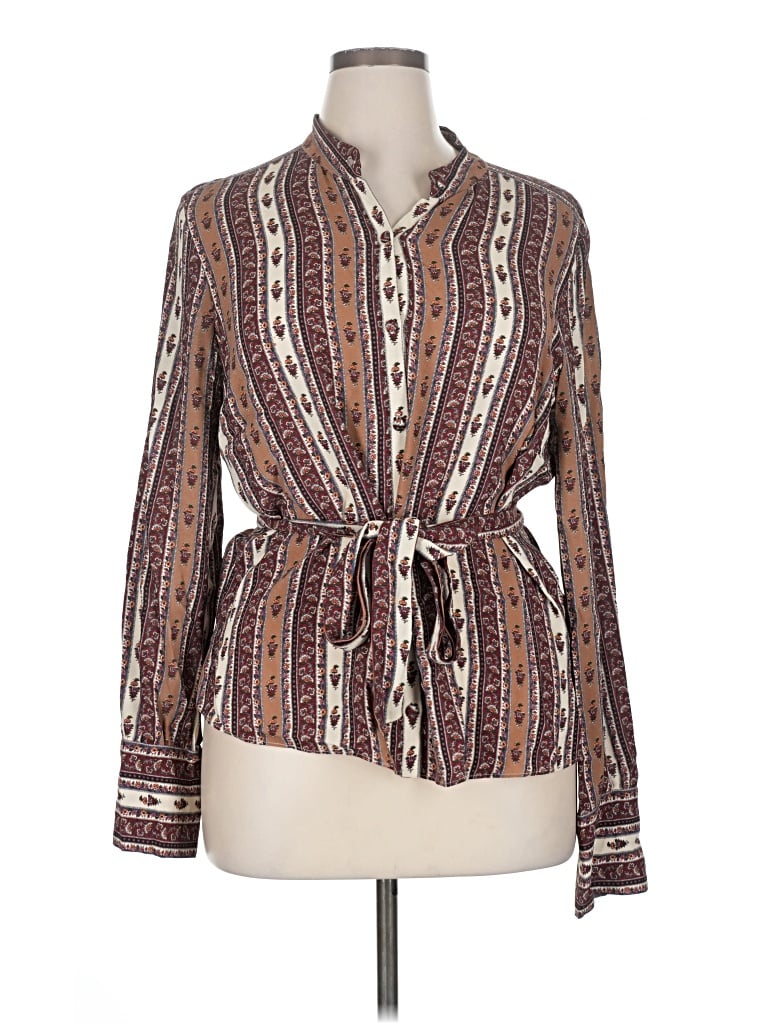 Pre-owned Veronica Beard Long Sleeve Blouse In Brown