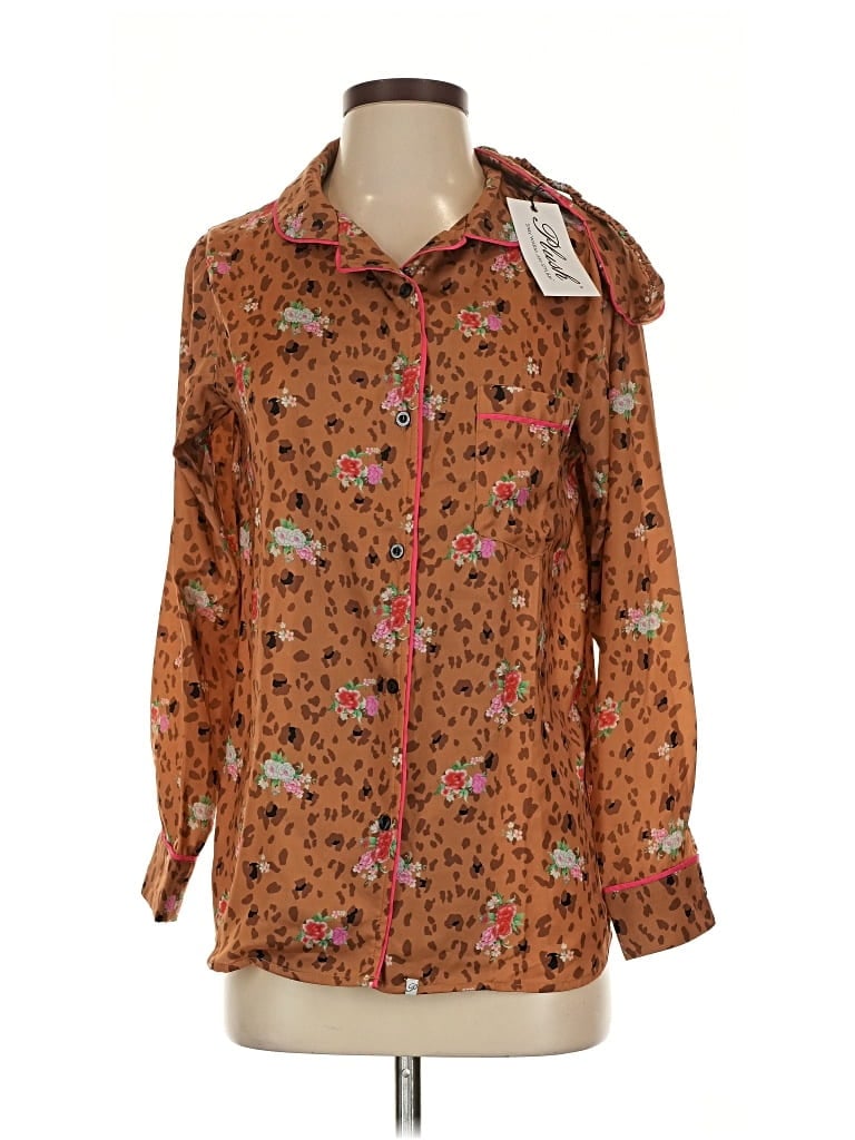 Pre-owned Plush Long Sleeve Blouse In Brown