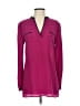 Tory Burch 100% Silk Pink Burgundy Long Sleeve Silk Top Size 4 - photo 1
