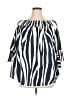 Abollria 100% Polyester Stripes Black Blue 3/4 Sleeve Blouse Size XL - photo 1