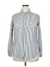 Merona 100% Rayon Stripes Silver White Long Sleeve Button-Down Shirt Size XXL - photo 1
