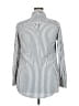 Merona 100% Rayon Stripes Silver White Long Sleeve Button-Down Shirt Size XXL - photo 2