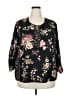 Serengeti 100% Polyester Floral Black 3/4 Sleeve Blouse Size 2X - photo 1