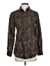 J. McLaughlin 100% Cotton Animal Print Brown Long Sleeve Button-Down Shirt Size XS - photo 1