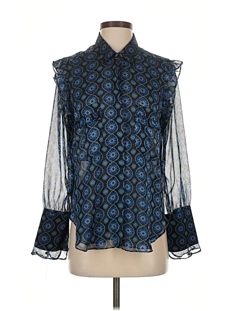 Pre-owned Misa Long Sleeve Blouse In Blue