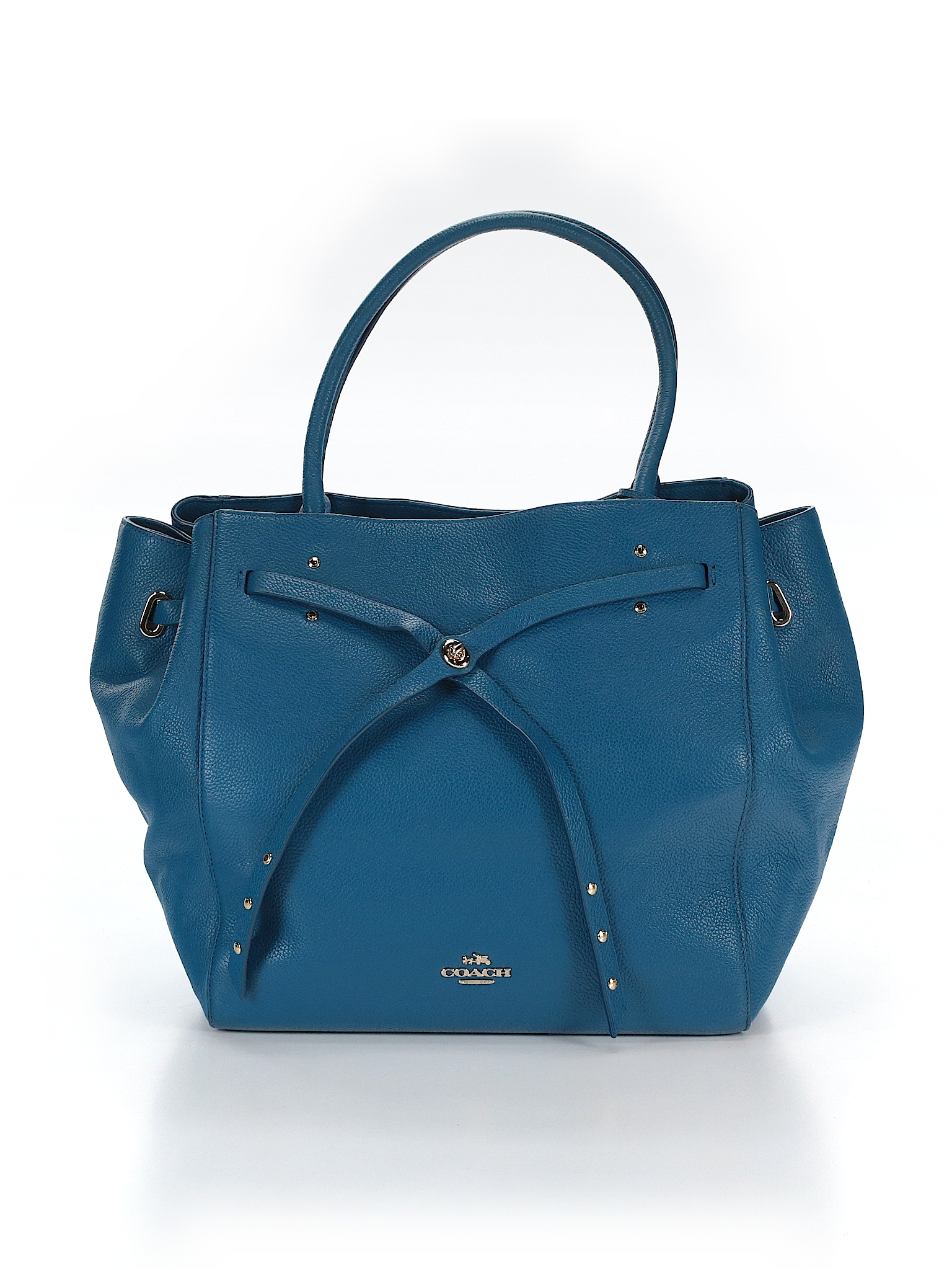 Coach Solid Dark Blue Leather Tote One Size - 63% off | thredUP