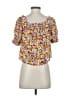 Amour Vert 100% Viscose Orange Short Sleeve Blouse Size XS - photo 2