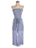 She + Sky 100% Rayon Hearts Blue Jumpsuit Size S - photo 1