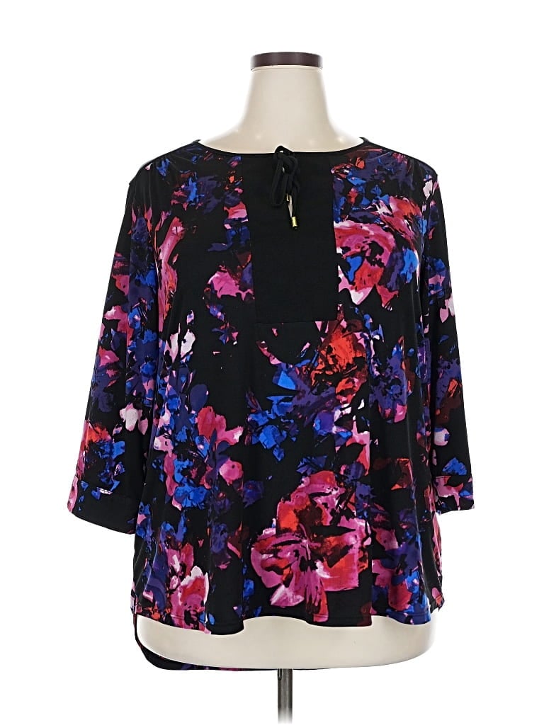 Pre-owned Ellen Tracy 3/4 Sleeve Blouse In Black