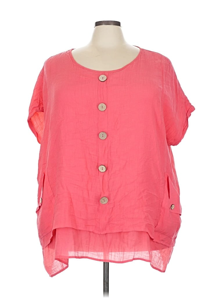 Pre-owned Avenue Short Sleeve Blouse In Pink