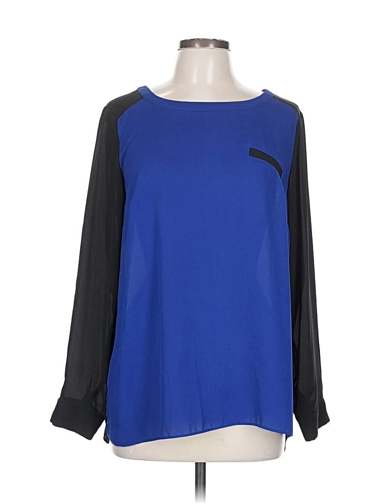 Pre-owned Ab Studio Long Sleeve Blouse In Blue
