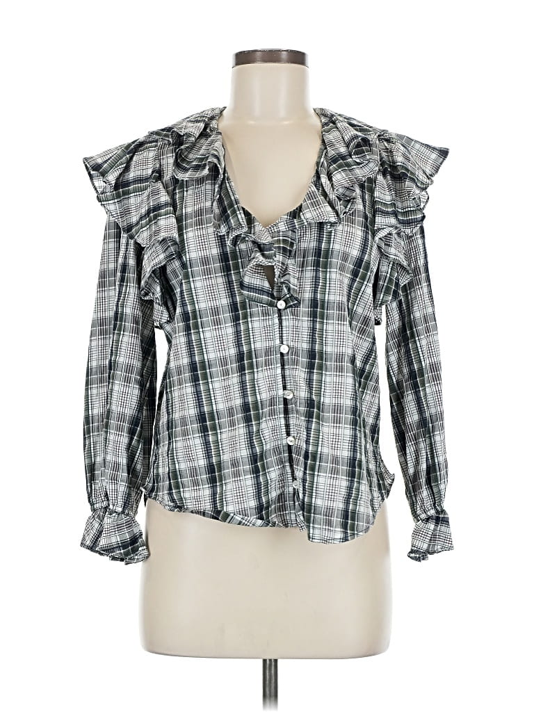 Pre-owned Veronica Beard Long Sleeve Blouse In Silver