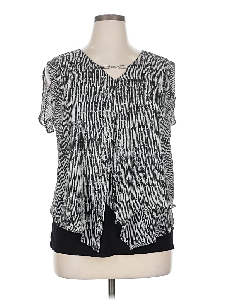 Pre-owned Apt. 9 Short Sleeve Blouse In Silver