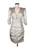 Saylor Metallic Silver Cocktail Dress Size M - photo 1