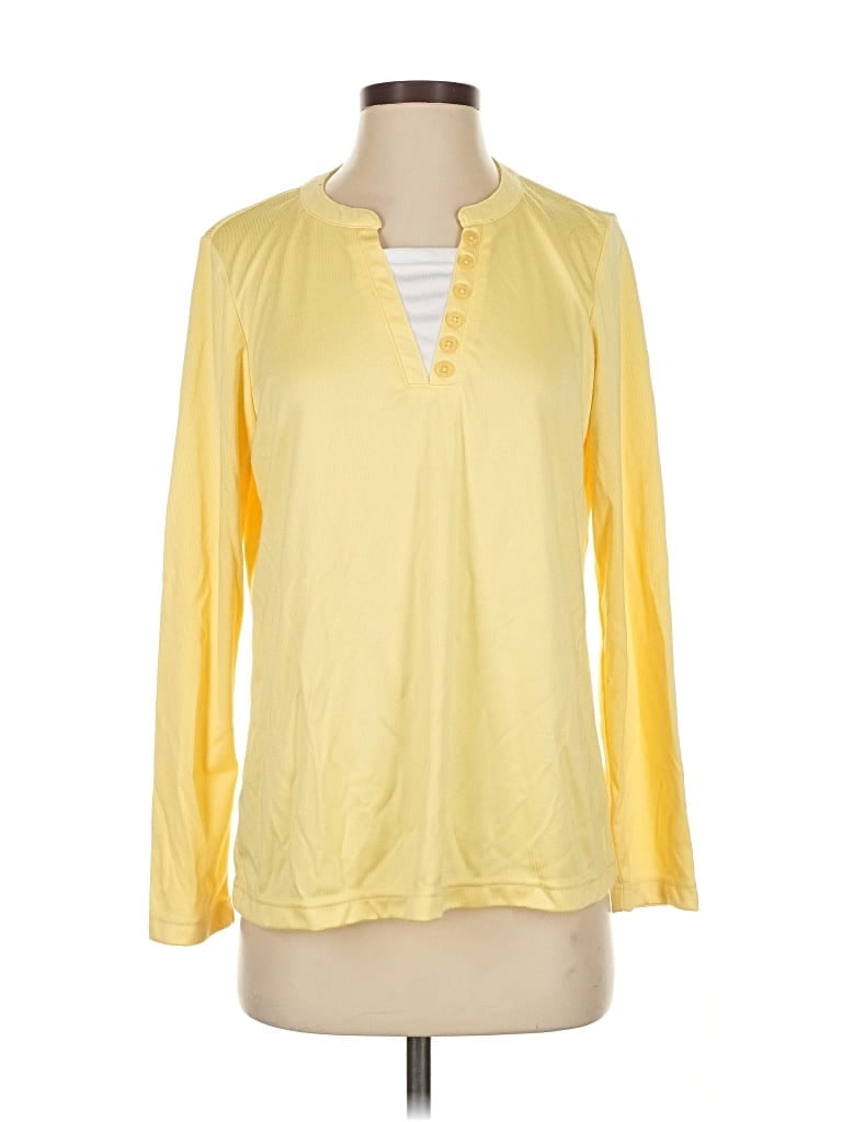 Pre-owned Blair Long Sleeve Henley Shirt In Yellow