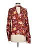 Just Fab 100% Rayon Floral Burgundy Long Sleeve Blouse Size S - photo 1