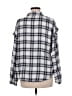 Candace Cameron Bure Plaid Silver Long Sleeve Blouse Size M - photo 2