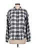 Candace Cameron Bure Plaid Silver Long Sleeve Blouse Size M - photo 1