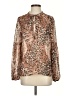 Paige 100% Silk Animal Print Brown Long Sleeve Silk Top Size XS - photo 1