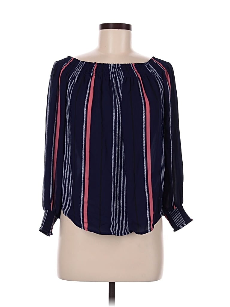 Pre-owned Express Outlet Long Sleeve Blouse In Blue