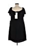 Charles Henry Solid Black Casual Dress Size L - photo 2