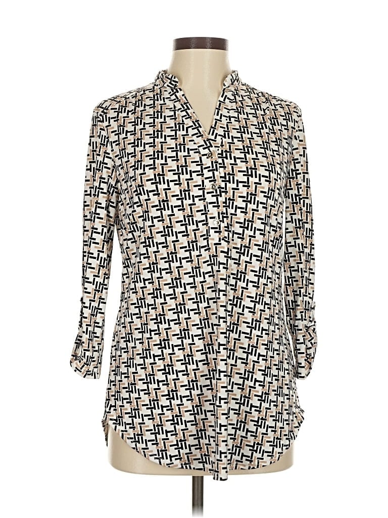 Pre-owned Perseption Concept Long Sleeve Blouse In White