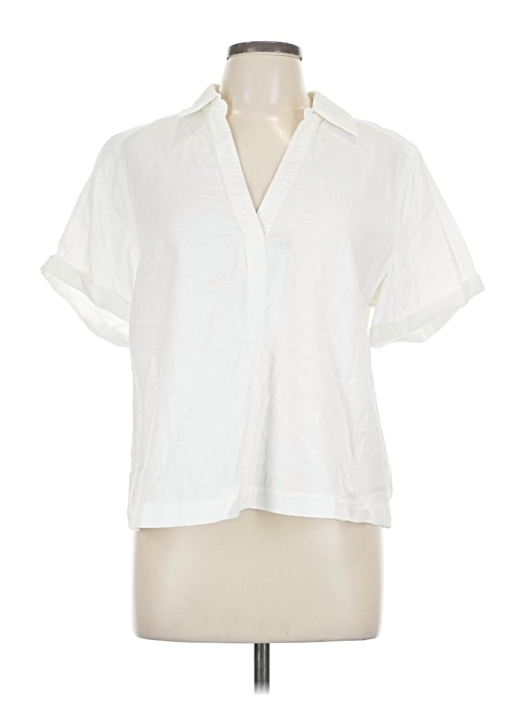 Pre-owned Universal Thread Short Sleeve Blouse In White