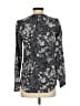 Garnet Hill 100% Silk Floral Blue Gray Long Sleeve Silk Top Size 2 - photo 2