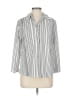 Joie De Vivre Stripes Silver 3/4 Sleeve Blouse Size L - photo 1