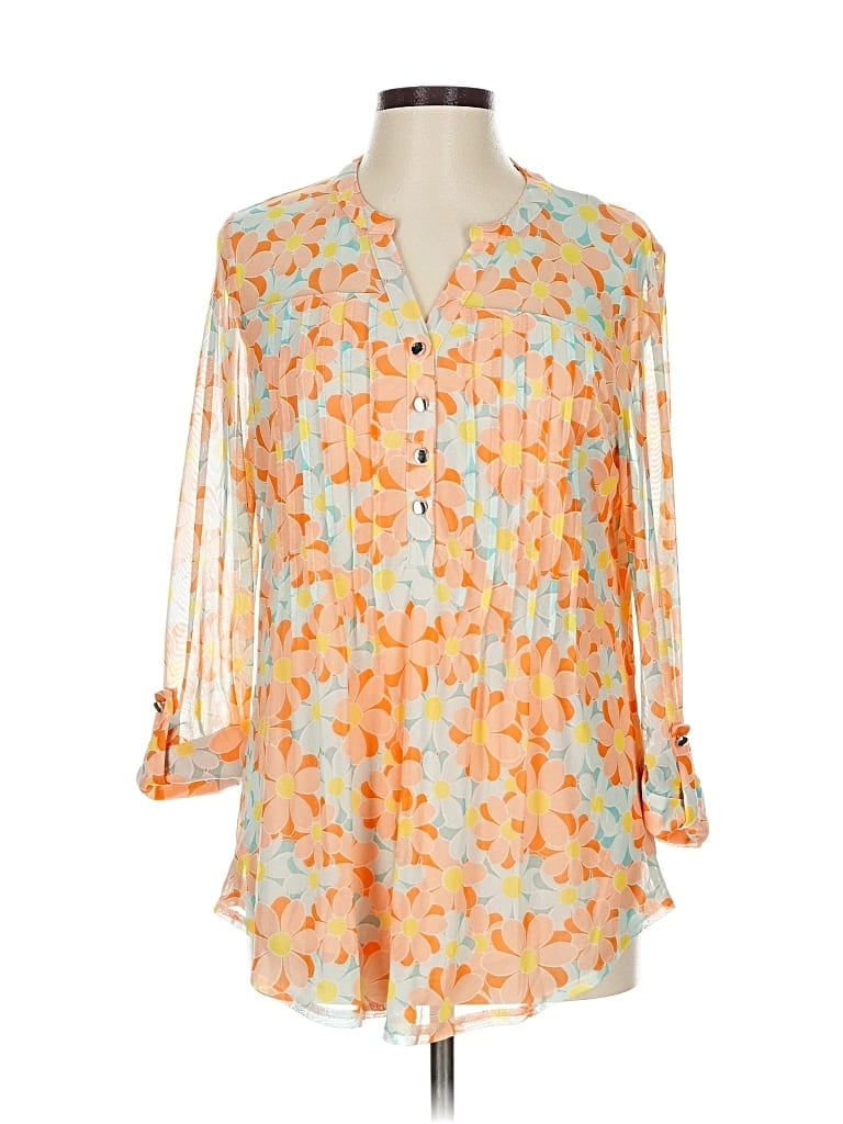 Pre-owned Juniper + Lime 3/4 Sleeve Blouse In Orange