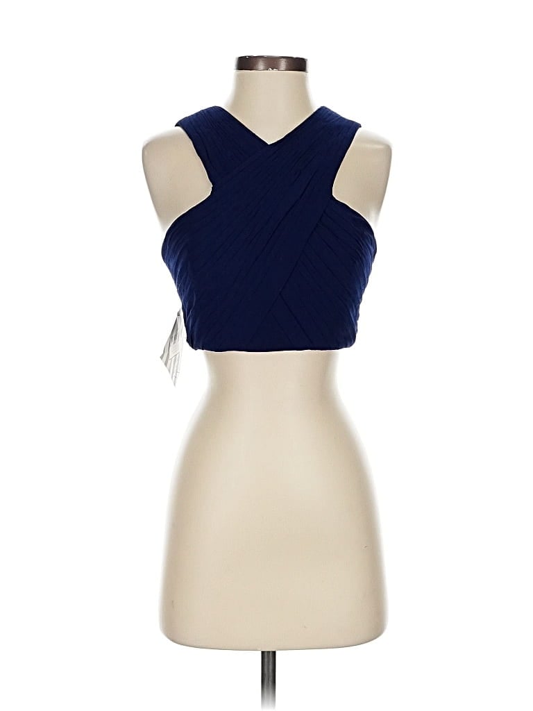 Pre-owned Fame And Partners Sleeveless Top Blue Halter Neckline Tops