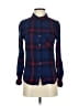 Alya Plaid Blue Long Sleeve Button-Down Shirt Size S - photo 1