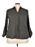 Croft & Barrow 100% Polyester Houndstooth Gray Long Sleeve Blouse Size XXL - photo 1