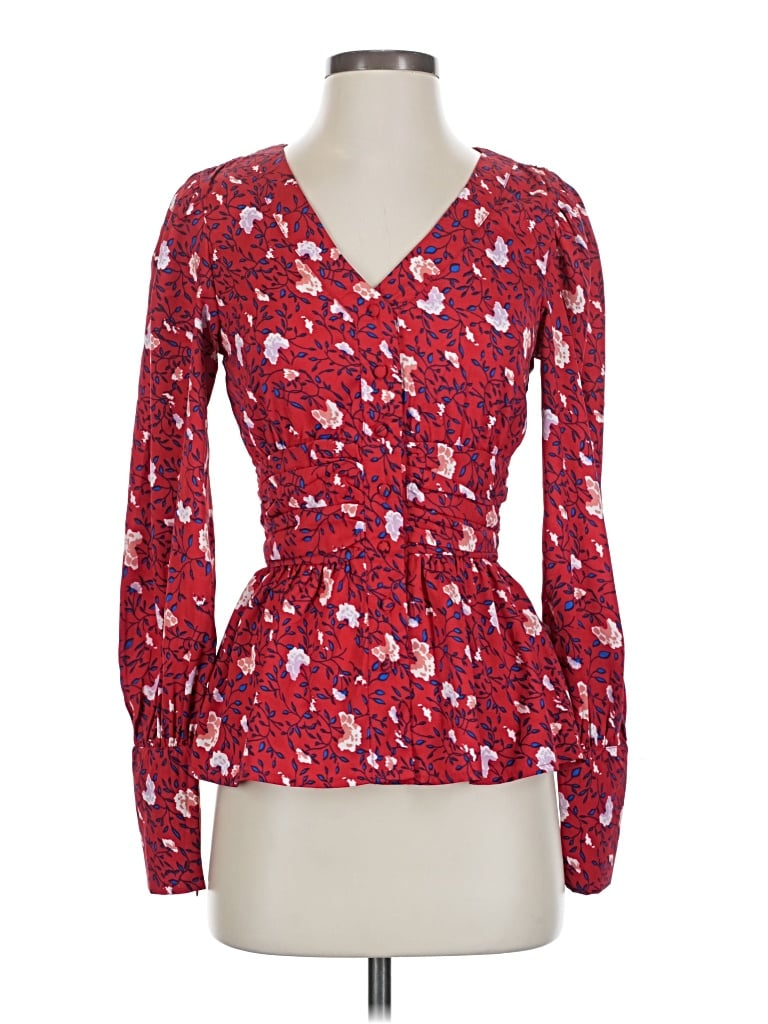 Pre-owned Walter Baker Long Sleeve Blouse In Red