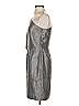 Halston Heritage Metallic Silver Cocktail Dress Size 2 - photo 5