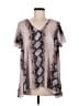 Buddy Love 100% Polyester Silver Purple Short Sleeve Blouse Size M - photo 1