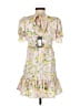 New Look 100% Polyester Floral Yellow Cocktail Dress Size 2 (petite) - photo 2