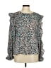 CeCe Animal Print Teal Long Sleeve Blouse Size M - photo 1