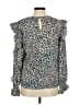 CeCe Animal Print Teal Long Sleeve Blouse Size M - photo 2