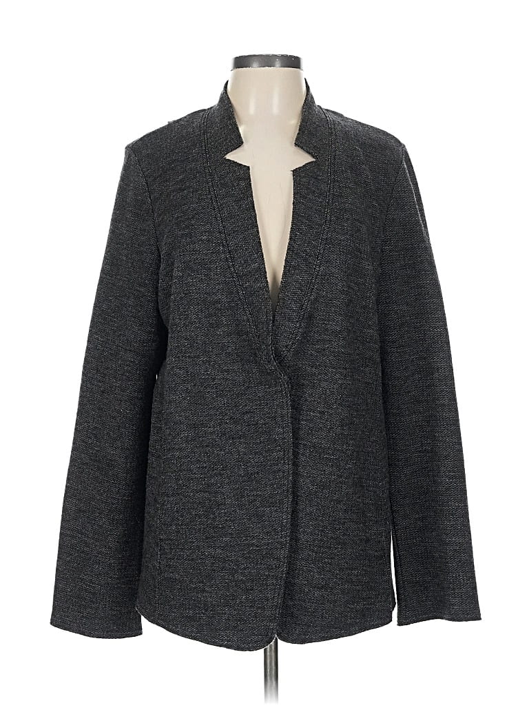 Pre-owned Eileen Fisher Wool Blazer Jacket In Gray
