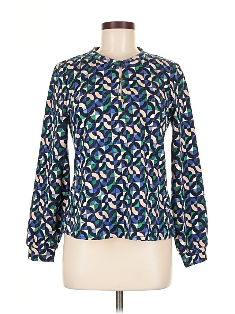Pre-owned Nic + Zoe Long Sleeve Blouse In Blue